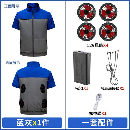国境を越えた新しいスマート空調服ジャケット 扇風機付き 屋外作業服 労働保護 扇風機服