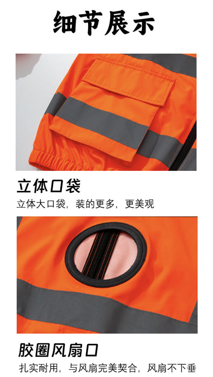 新型空冷服、反射型長袖作業服3ファン付き、労動保護服、屋外日焼け止め作業服
