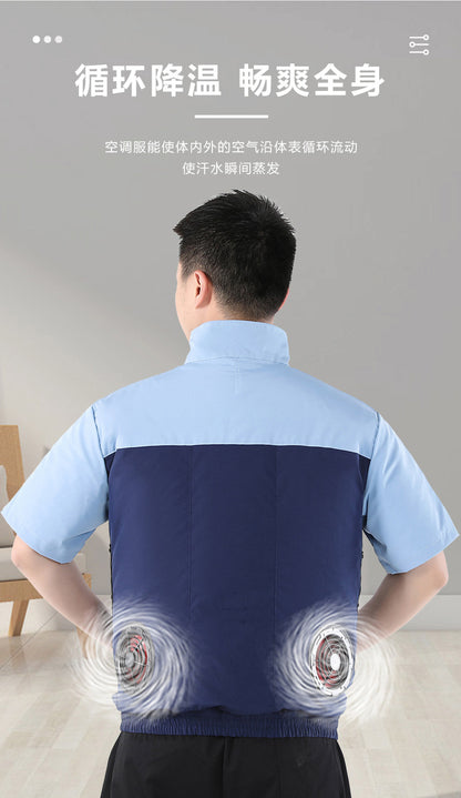 国境を越えた新しいスマート空調服ジャケット 扇風機付き 屋外作業服 労働保護 扇風機服