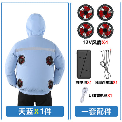Summer Air-Conditioned Clothing for Outdoor Labor Protection, Cooling and Sun Protection Clothing, Hooded Fan Clothing for Men and Women, Specially Designed for Outdoor Labor Protection