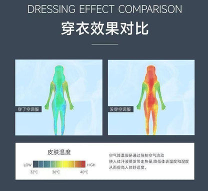 Summer New Three-Hole Fan Air-Conditioning Clothing Outdoor Cooling Sun Protection Hooded Shirt Stand Collar Jacket Work Clothes