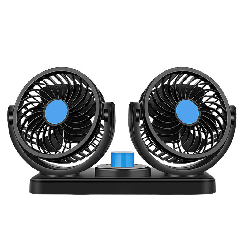 Car USB Electric Fan, Dual-Head 12V/24V Fan for Trucks and Vans, High Wind Power, Single/Dual Control Electric Fan