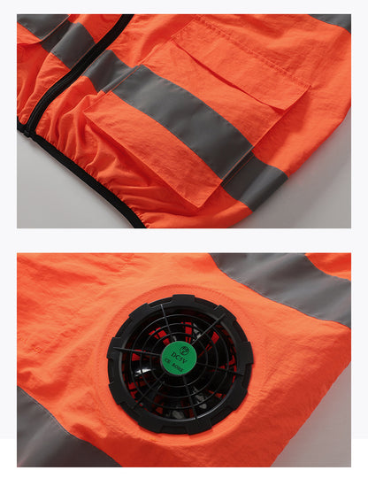 Cross-border Summer New Reflective Strip Air-conditioning Suit Jacket Clothes with Fan Safety Work Clothes Men's Service Clothes