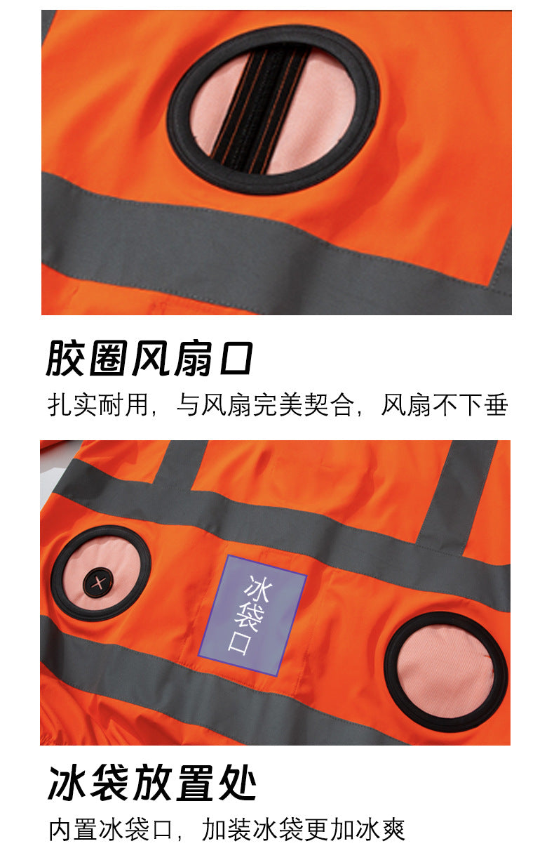 Summer Cooling Reflective Strip Fan Clothing Short-Sleeved Outdoor Air-Conditioning Clothing Men's Style with Fan Duty Road Administration Construction Site