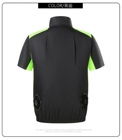 Cross-border Heat Prevention Fan Clothing Short-sleeved Air Conditioning Clothing Intelligent Cooling Refrigeration Clothing Men's and Women's Labor Protection Welding Short-sleeved Jacket