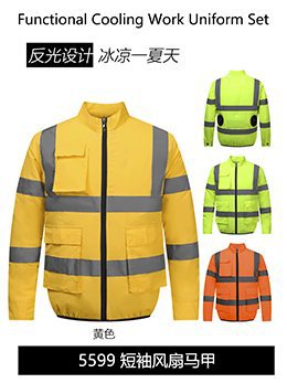 Cross-border Heat Prevention Fan Clothing Short-sleeved Air Conditioning Clothing Intelligent Cooling Refrigeration Clothing Men's and Women's Labor Protection Welding Short-sleeved Jacket