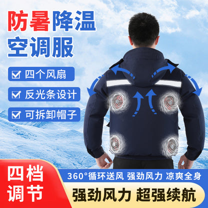 Summer Air-Conditioned Clothing for Outdoor Labor Protection, Cooling and Sun Protection Clothing, Hooded Fan Clothing for Men and Women, Specially Designed for Outdoor Labor Protection