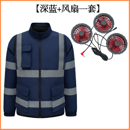 新型空冷服、反射型長袖作業服3ファン付き、労動保護服、屋外日焼け止め作業服