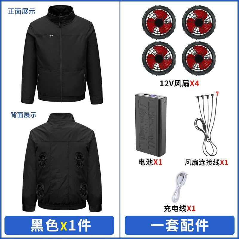 国境を越えた新しいスマート空調服ジャケット 扇風機付き 屋外作業服 労働保護 扇風機服