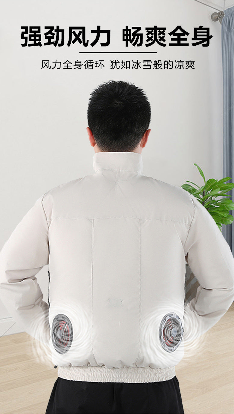 国境を越えた新しいスマート空調服ジャケット 扇風機付き 屋外作業服 労働保護 扇風機服