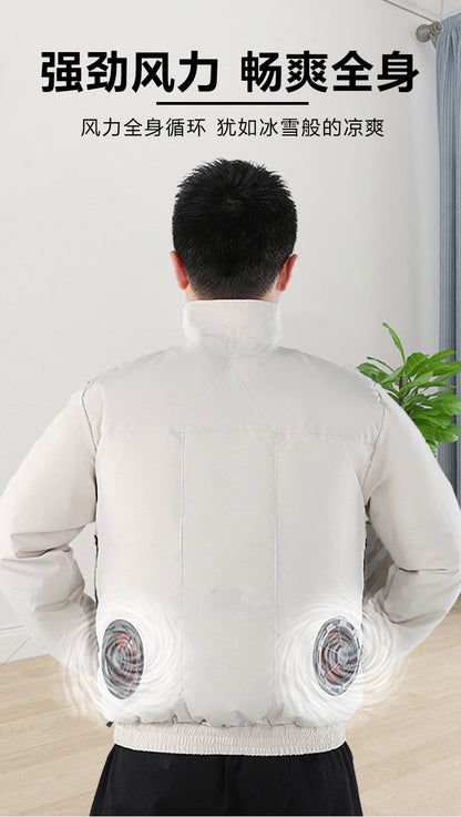 国境を越えた新しいスマート空調服ジャケット 扇風機付き 屋外作業服 労働保護 扇風機服