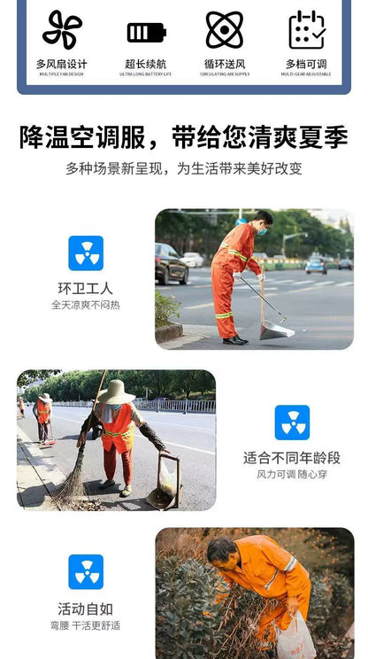 Fan Clothing, Summer Variety of Air-Conditioned Clothing, Technology, Large Fan Cooling, Construction Site Fishing Vest for Men, Exclusively for Cross-Border Use