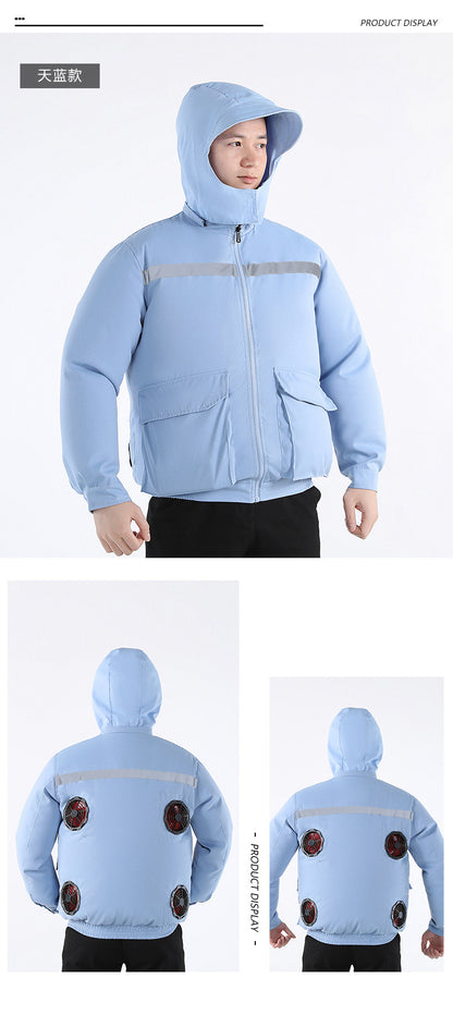 Summer Air-Conditioned Clothing for Outdoor Labor Protection, Cooling and Sun Protection Clothing, Hooded Fan Clothing for Men and Women, Specially Designed for Outdoor Labor Protection