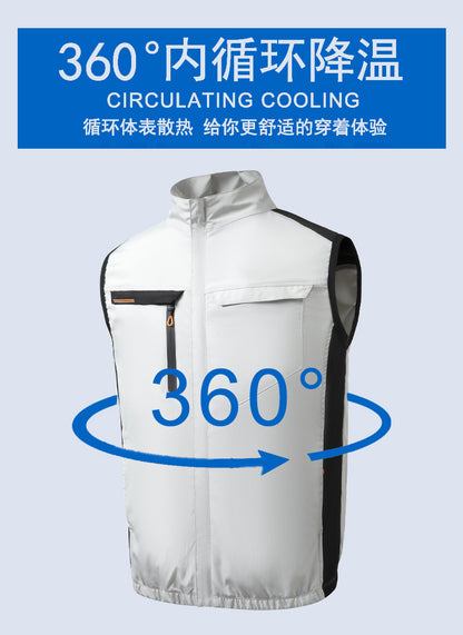 夏空調服ファン付き作業服袖なし冷却空冷服ノースリーブ屋外スポーツ日焼け止めベストUSB作業着