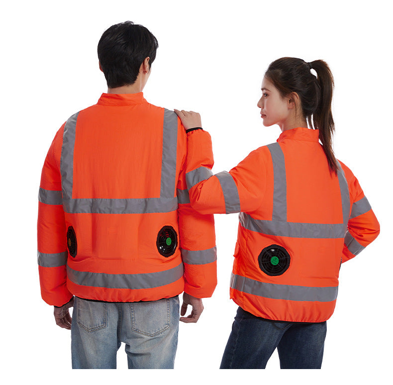 Cross-border Summer New Reflective Strip Air-conditioning Suit Jacket Clothes with Fan Safety Work Clothes Men's Service Clothes