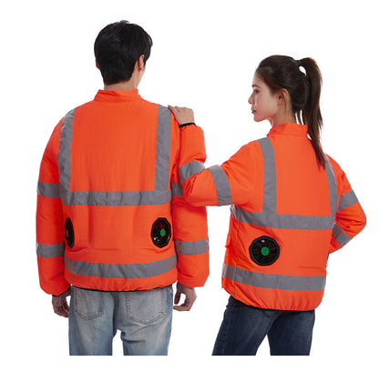 Cross-border Summer New Reflective Strip Air-conditioning Suit Jacket Clothes with Fan Safety Work Clothes Men's Service Clothes
