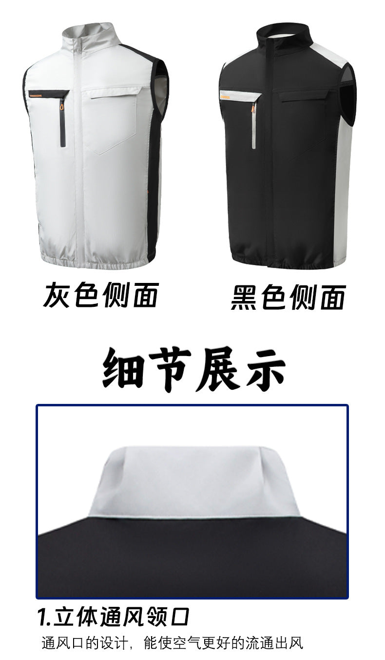 夏空調服ファン付き作業服袖なし冷却空冷服ノースリーブ屋外スポーツ日焼け止めベストUSB作業着