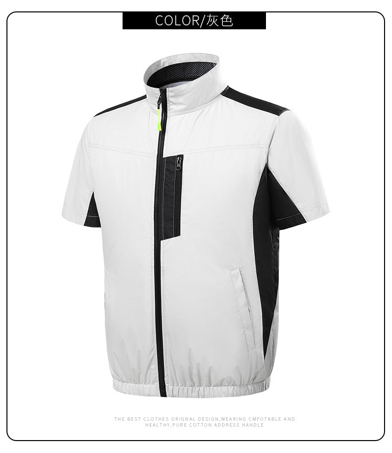 Cross-border Heat Prevention Fan Clothing Short-sleeved Air Conditioning Clothing Intelligent Cooling Refrigeration Clothing Men's and Women's Labor Protection Welding Short-sleeved Jacket