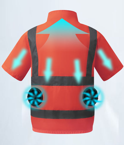 Summer Cooling Reflective Strip Fan Clothing Short-Sleeved Outdoor Air-Conditioning Clothing Men's Style with Fan Duty Road Administration Construction Site