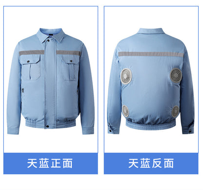 夏用4ファン空調服 冷却・保冷 反射材付き日焼け止めファン付きアウトドア作業着