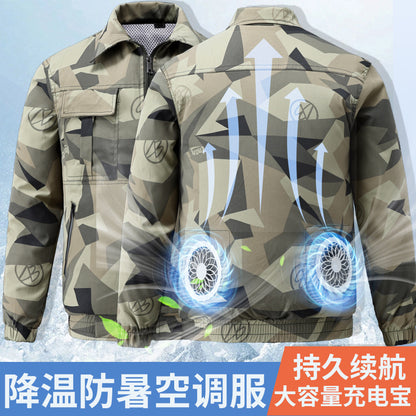 メンズ夏用空調服、ファン付き冷却服、溶接現場熱中症対策作業着