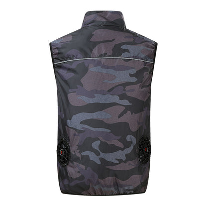 Cross-border new summer cooling air conditioning clothes men's and women's USB charging vest refrigeration outdoor fan clothes factory direct sales