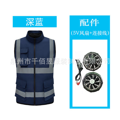 Fan Clothing, Summer Variety of Air-Conditioned Clothing, Technology, Large Fan Cooling, Construction Site Fishing Vest for Men, Exclusively for Cross-Border Use