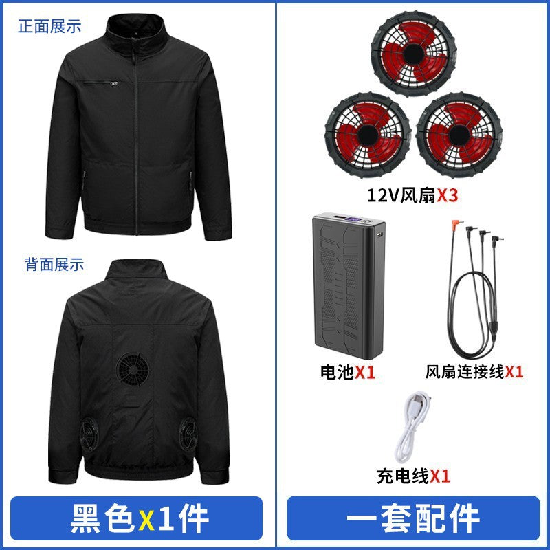 国境を越えた新しいスマート空調服ジャケット 扇風機付き 屋外作業服 労働保護 扇風機服