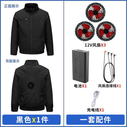 国境を越えた新しいスマート空調服ジャケット 扇風機付き 屋外作業服 労働保護 扇風機服