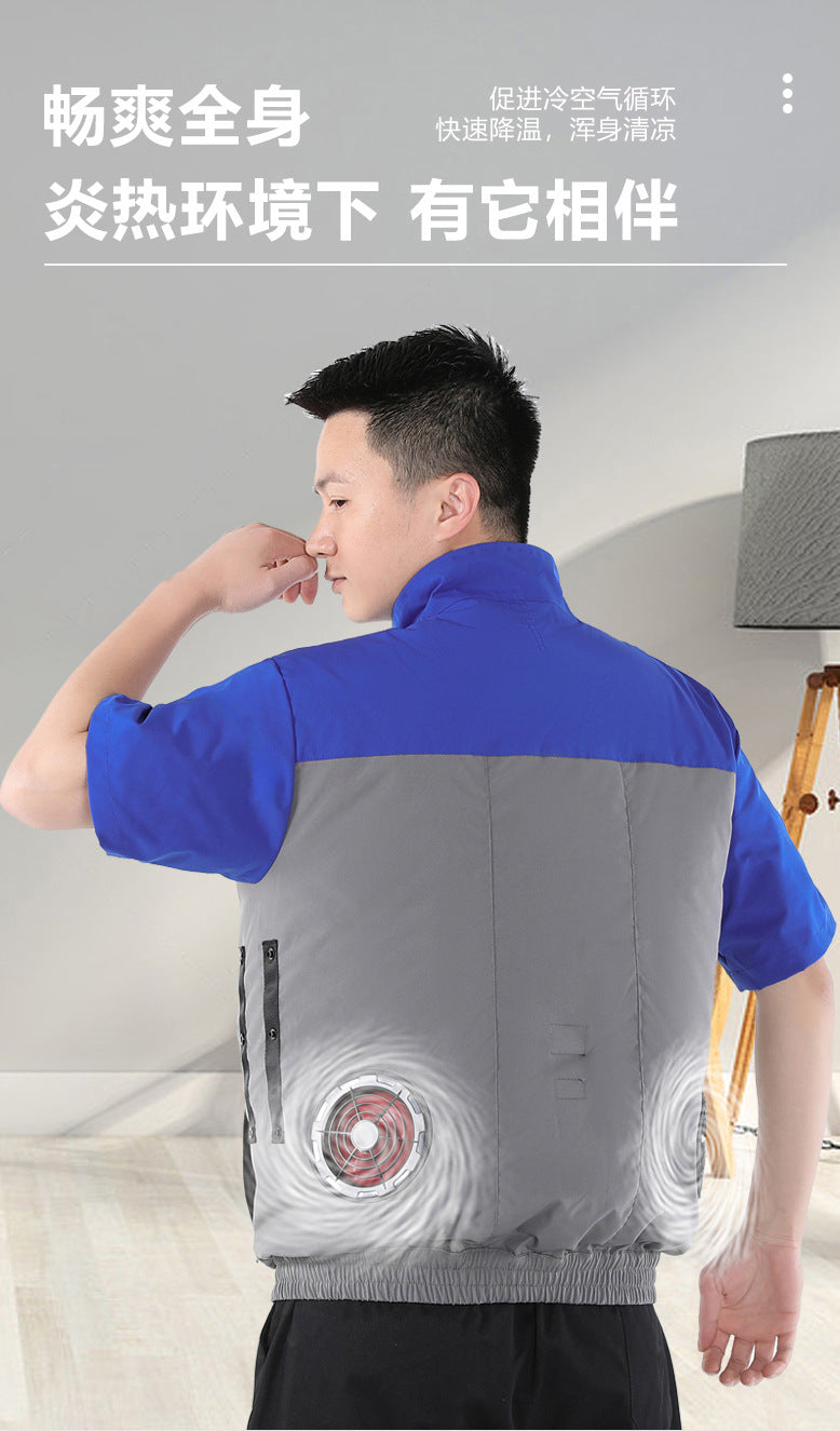 国境を越えた新しいスマート空調服ジャケット 扇風機付き 屋外作業服 労働保護 扇風機服