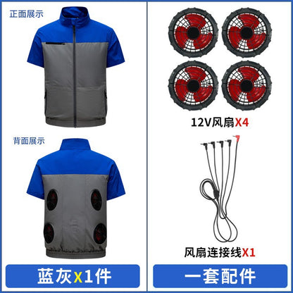 国境を越えた新しいスマート空調服ジャケット 扇風機付き 屋外作業服 労働保護 扇風機服