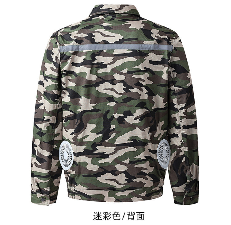 Pure Cotton Welder's Clothing with Fan Clothes Cooling Air Conditioning Clothing Men's Summer Heat Prevention Fan Clothing Refrigeration Labor Protection Work Clothes