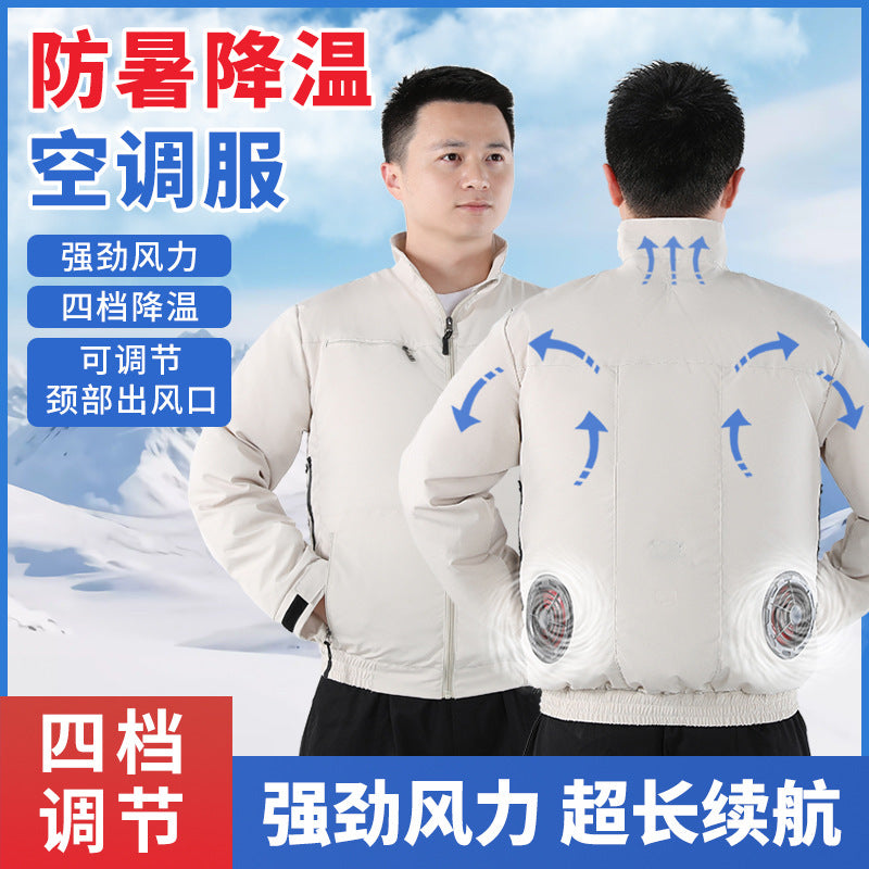 国境を越えた新しいスマート空調服ジャケット 扇風機付き 屋外作業服 労働保護 扇風機服