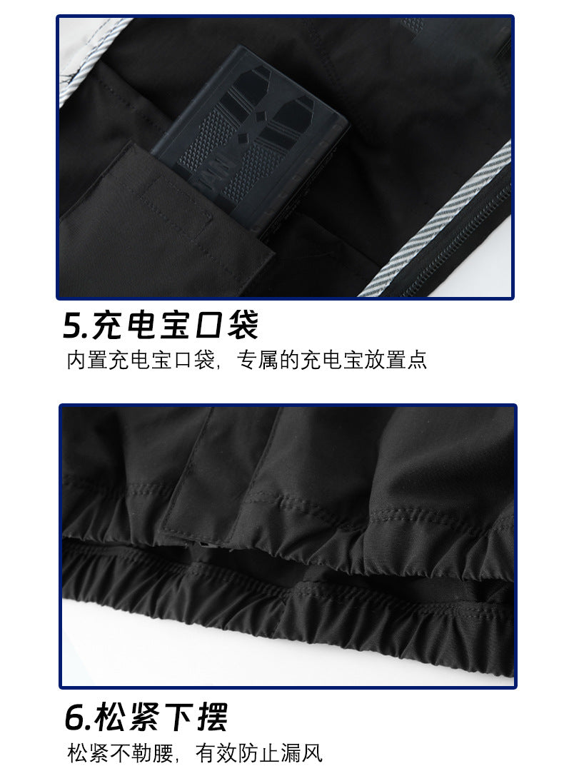 Summer New Three-Hole Fan Air-Conditioning Clothing Outdoor Cooling Sun Protection Hooded Shirt Stand Collar Jacket Work Clothes
