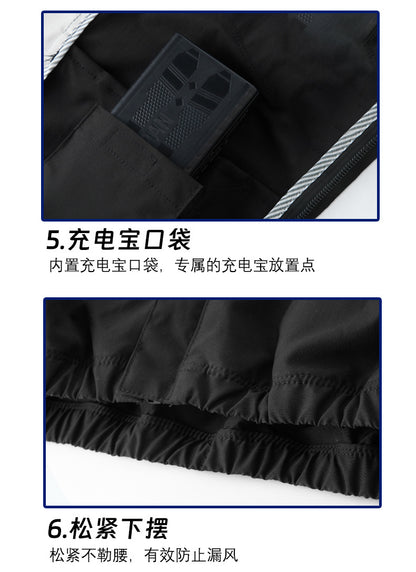 Summer New Three-Hole Fan Air-Conditioning Clothing Outdoor Cooling Sun Protection Hooded Shirt Stand Collar Jacket Work Clothes