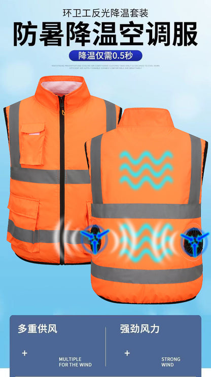Fan Clothing, Summer Variety of Air-Conditioned Clothing, Technology, Large Fan Cooling, Construction Site Fishing Vest for Men, Exclusively for Cross-Border Use