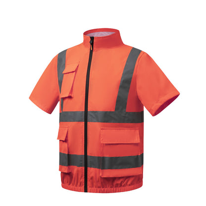 Summer Cooling Reflective Strip Fan Clothing Short-Sleeved Outdoor Air-Conditioning Clothing Men's Style with Fan Duty Road Administration Construction Site