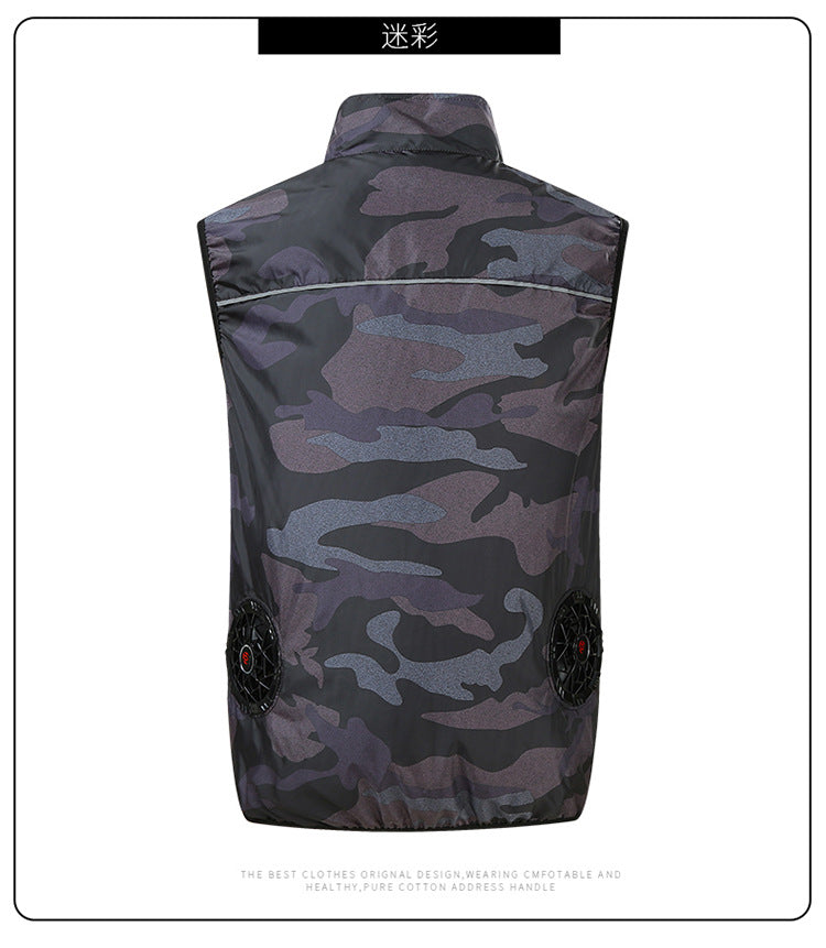 Cross-border new summer cooling air conditioning clothes men's and women's USB charging vest refrigeration outdoor fan clothes factory direct sales