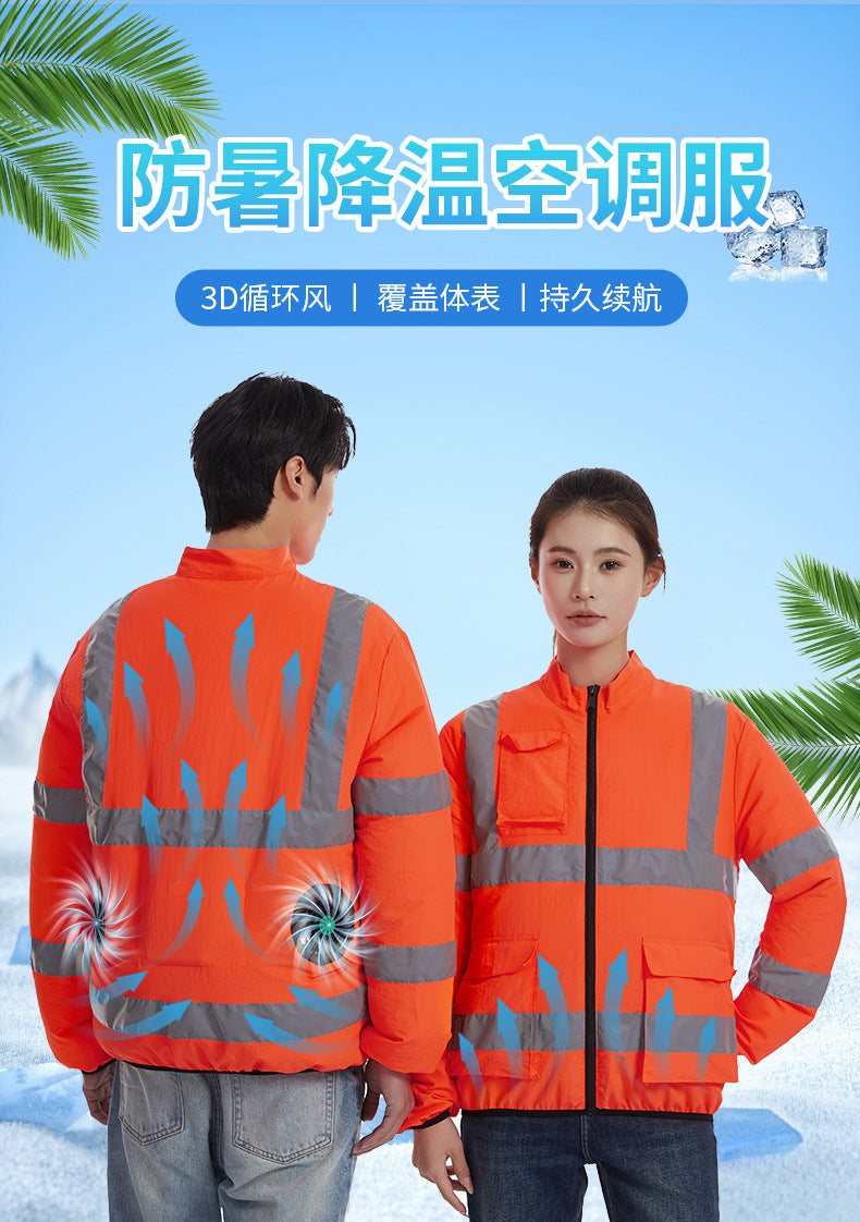 Cross-border Summer New Reflective Strip Air-conditioning Suit Jacket Clothes with Fan Safety Work Clothes Men's Service Clothes