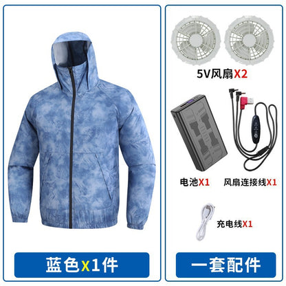 New Fan Sun Protection Clothing, Heatstroke Prevention Outdoor Work Clothes, Refrigeration Fishing Clothing for Men and Women with Fans to Cool down