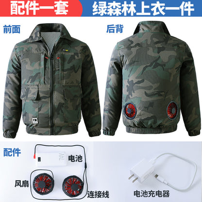 メンズ夏用空調服、ファン付き冷却服、溶接現場熱中症対策作業着