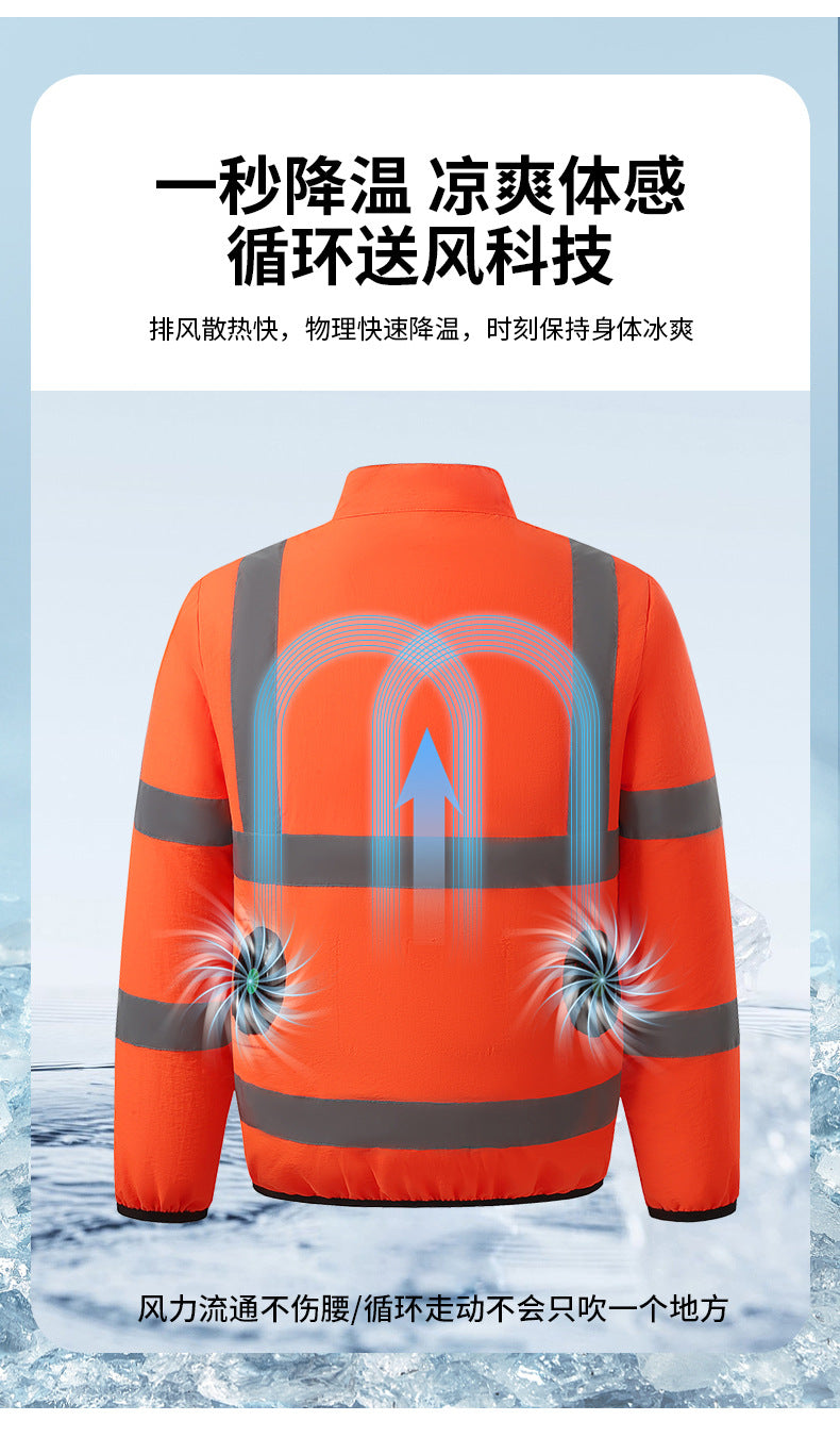 Cross-border Summer New Reflective Strip Air-conditioning Suit Jacket Clothes with Fan Safety Work Clothes Men's Service Clothes