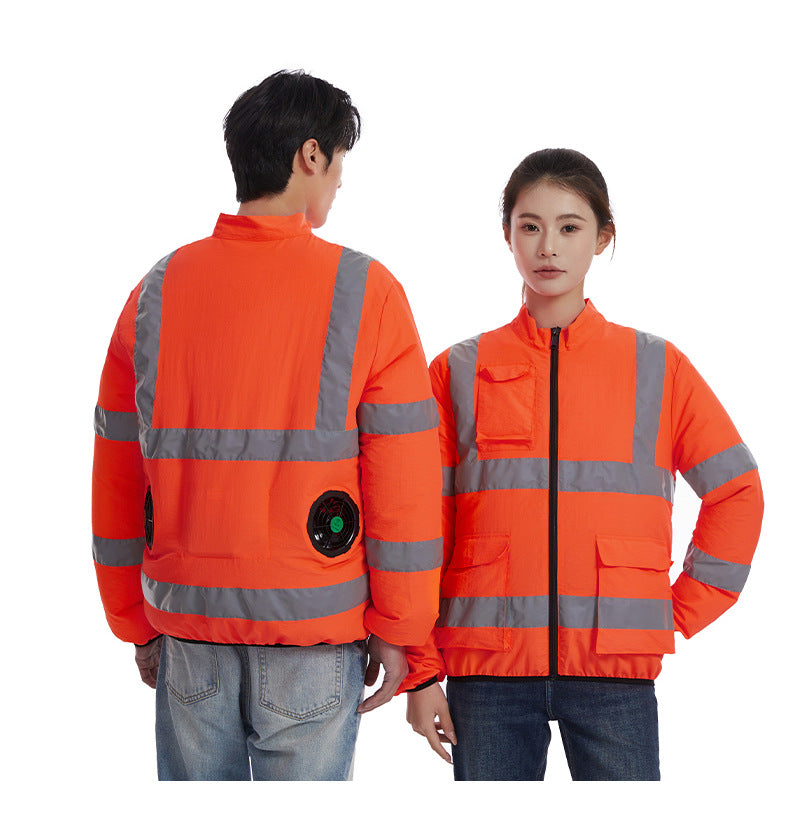 Cross-border Summer New Reflective Strip Air-conditioning Suit Jacket Clothes with Fan Safety Work Clothes Men's Service Clothes