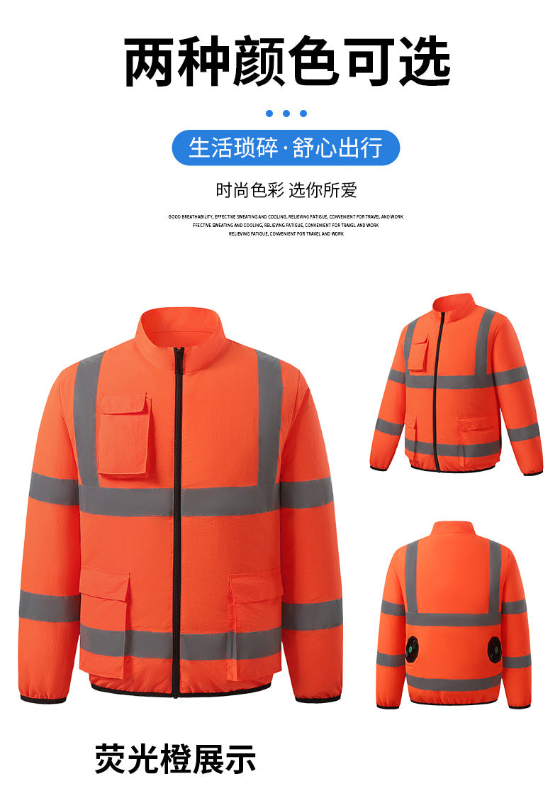 Cross-border Summer New Reflective Strip Air-conditioning Suit Jacket Clothes with Fan Safety Work Clothes Men's Service Clothes