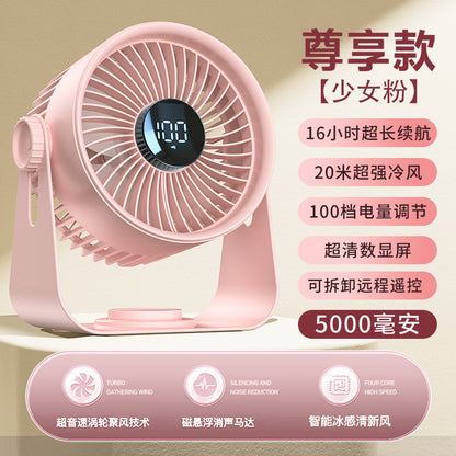 新デスクトップ扇風機 サーキュレーター 屋外ファン 大風量 タイマー リモコン デスクトップオフィス扇風機 充電式 ポータブル