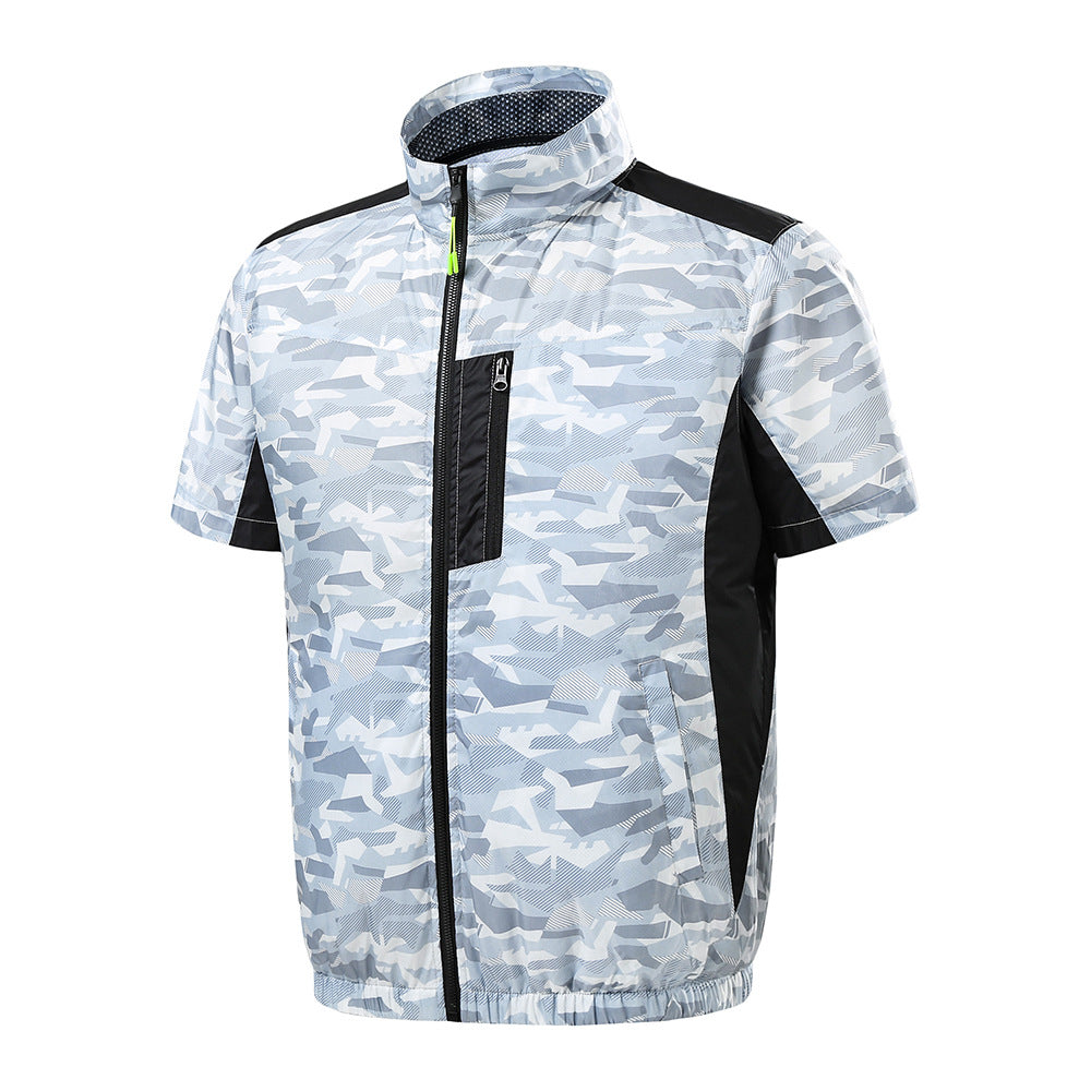 Cross-border Heat Prevention Fan Clothing Short-sleeved Air Conditioning Clothing Intelligent Cooling Refrigeration Clothing Men's and Women's Labor Protection Welding Short-sleeved Jacket