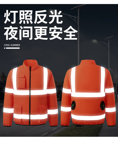 Cross-border Summer New Reflective Strip Air-conditioning Suit Jacket Clothes with Fan Safety Work Clothes Men's Service Clothes