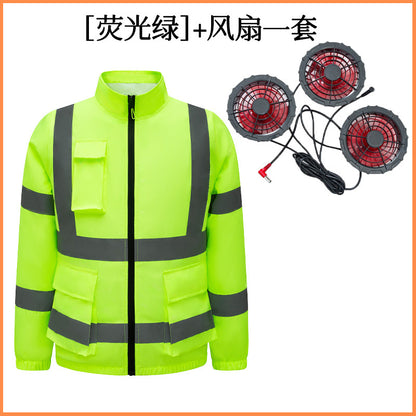 新型空冷服、反射型長袖作業服3ファン付き、労動保護服、屋外日焼け止め作業服