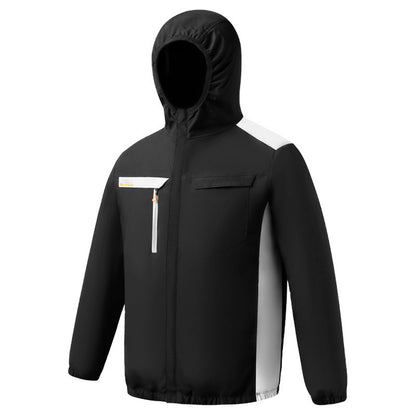 Summer New Three-Hole Fan Air-Conditioning Clothing Outdoor Cooling Sun Protection Hooded Shirt Stand Collar Jacket Work Clothes
