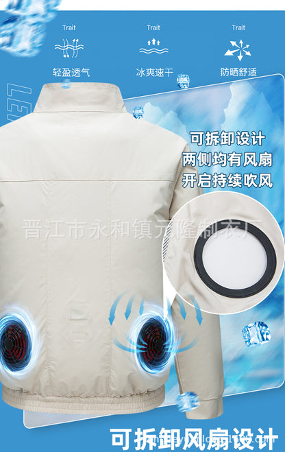 Cross-border Air-conditioning Clothing Summer Cooling Fan Clothing Men's Workers' Clothing with Fan Summer-heat Protection Electric Welding Labor Protection Work Clothes